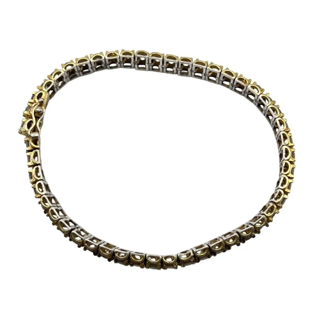 PAJ Sterling Silver Vermeil CZ Tennis Bracelet 7" 15.27g 6mm Classic Layering - Picture 4 of 13